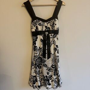 Elegant Black and White Floral Dress